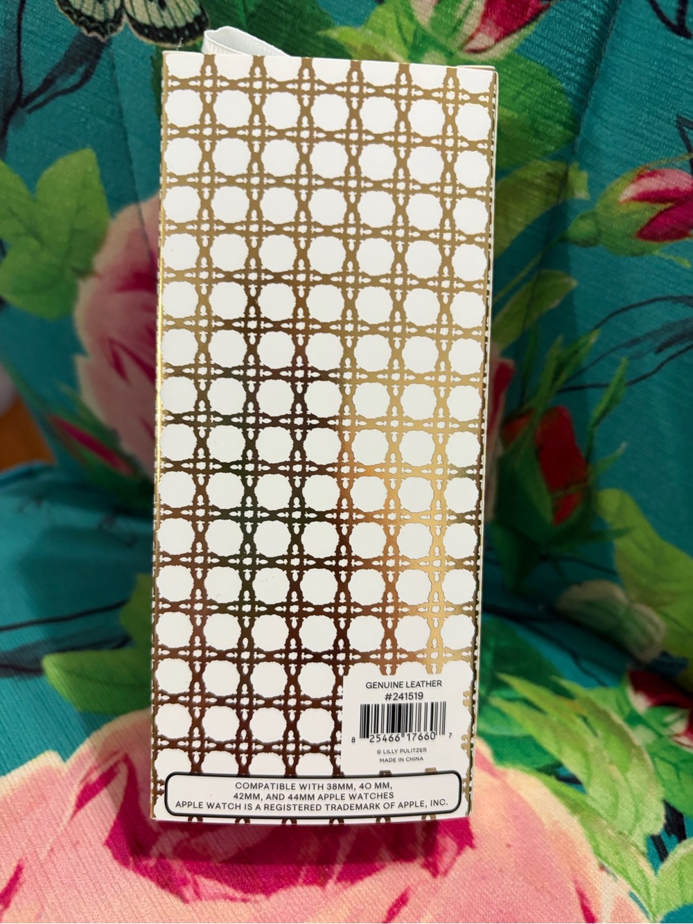 Lilly Pulitzer Pink Leather Apple Watch Band Fits 38mm, 40mm, 42mm and 44mm - Picture 2 of 2